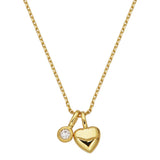 Lab-Grown Diamond Accent Charm Heart Pendant Necklace in 18k Gold Vermeil
