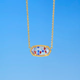 Elisa Pendant Necklace in Red White & Blue Star Illusion Glass