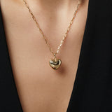 Lev Puffed Heart Pendant Necklace