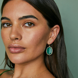 Daphne Pave Frame Drop Earrings in Smoky Quartz